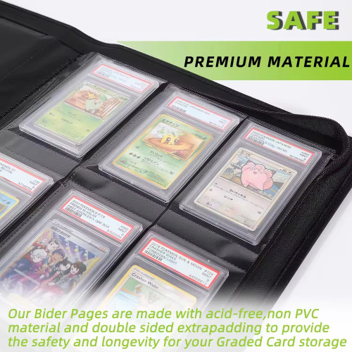 Graded Card Binder Holds 60 Graded Slab Premium Trading Card CGC CSG FGS FCG BGS 6 Pocket Graded Card Binder