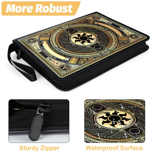 Embossed Leather 9-Pocket Trading Card Binder - Premium Zipper Album for TCG, Sports Cards