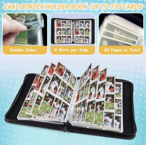 Embossed Leather 9-Pocket Trading Card Binder - Premium Zipper Album for TCG, Sports Cards