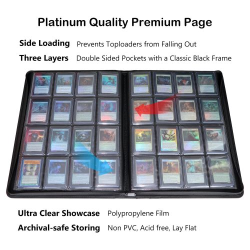 Baseball Game Trading Collector Leather Photo Albums Card Binder Holds Protectors 16 Pocket Trading Card Toploader Binder