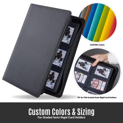 Semi-Rigid Card Saver Collectors Binder Holds 360 Cards 9 Pocket Trading Leather Photo Albums