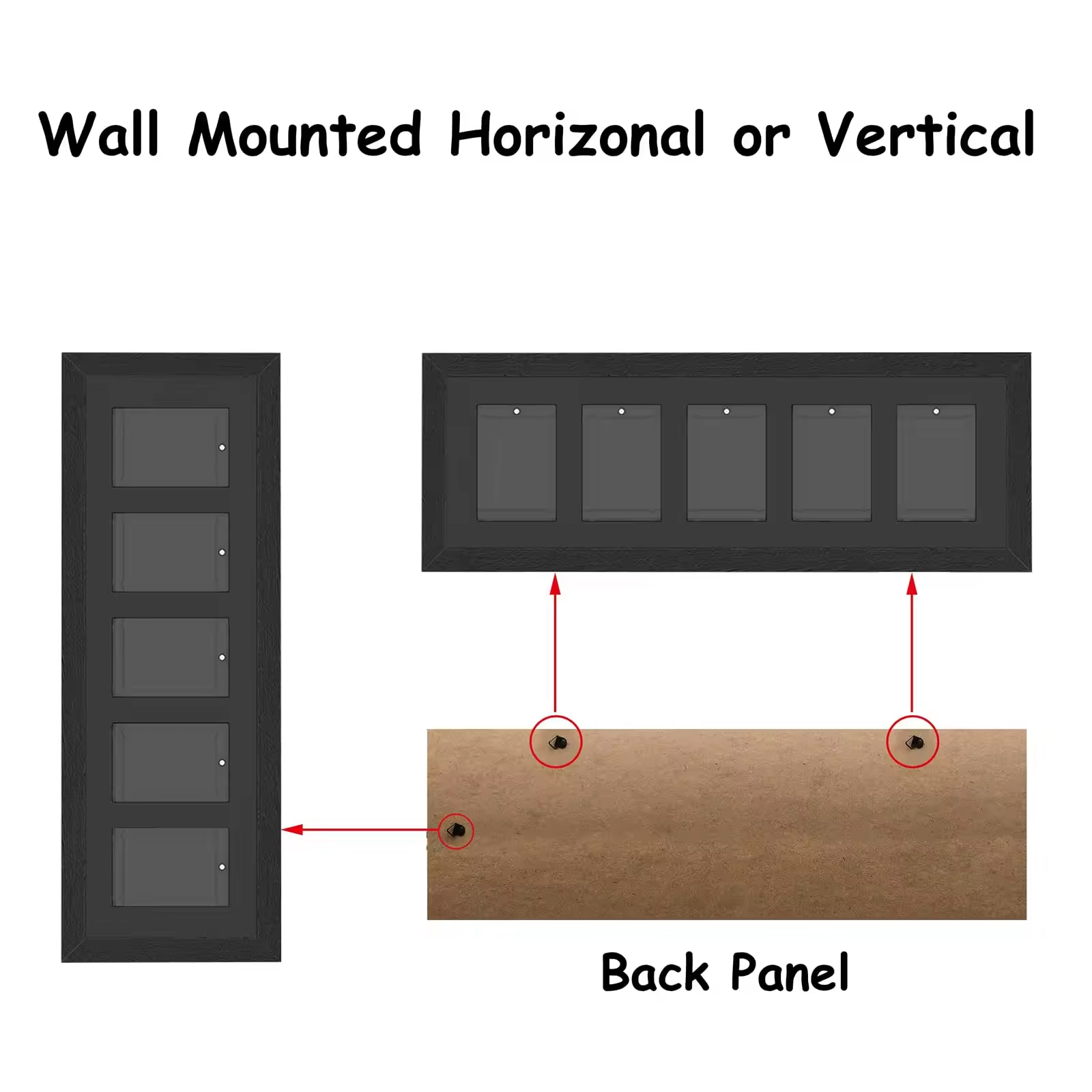 Wall mount graded card display frame used for a slab wall in a card shop showing graded trading cards