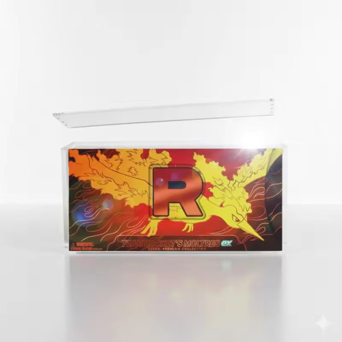Acrylic Display Case Compatible with Team Rocket Moltres EX Ultra Premium Collector Box | Clear Protective Showcase