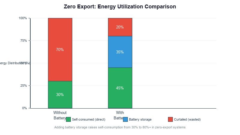 Solar battery storage system paired with zero export anti-backflow inverter