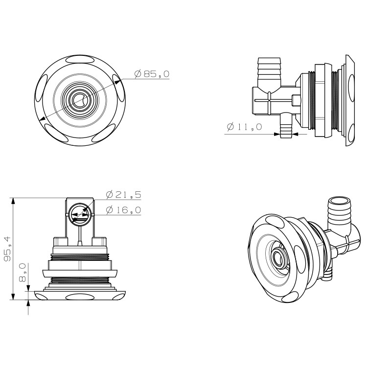 Custom Spa Water Jet Replacement for Wellis