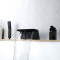 Bathtub Faucet Set LT-1293 | All Black Brass Durable Waterfall and Shower Head for Bath | Support OEM and ODM