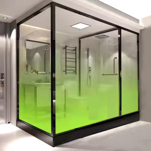 Shower Tempered Glass Green Gradient | High-Quality Tempered Glass for Shower Cabins Factory Suppliers