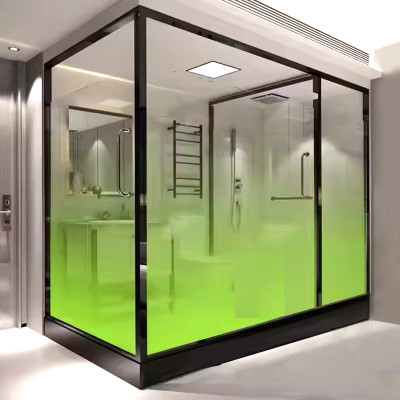 Shower Tempered Glass Green Gradient | High-Quality Tempered Glass for Shower Cabins Factory Suppliers