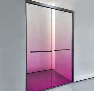 Mampara de ducha de vidrio templado con degradado rosa | Proveedores de mamparas de ducha de vidrio laminado templado para baños
