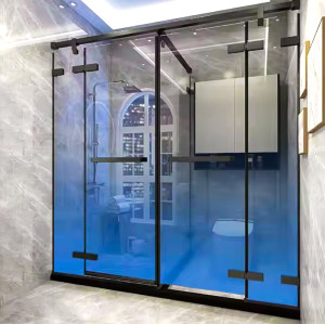 Shower Tempered Glass Manufacturer Blue Gradient | Top-Quality Tempered Glass for Bathroom Showers
