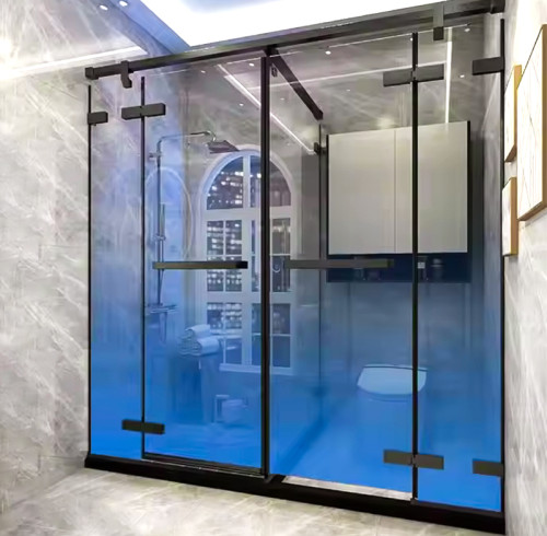 Compra al por mayor de vidrio templado para ducha con degradado azul | Vidrio templado de alta calidad para duchas de baño