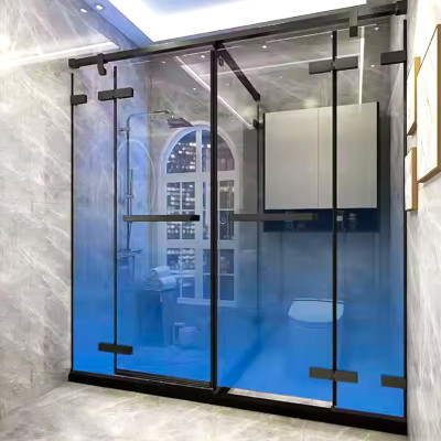 Shower Tempered Glass Manufacturer Blue Gradient | Top-Quality Tempered Glass for Bathroom Showers
