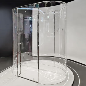 Shower Tempered Glass Transparent Curved | OEM/ODM Custom Curved Tempered Glass Shower Door for Bathroom