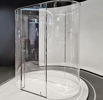 Shower Tempered Glass Transparent Curved | Bulk Buying Curved Tempered Glass Shower Door for Bathroom