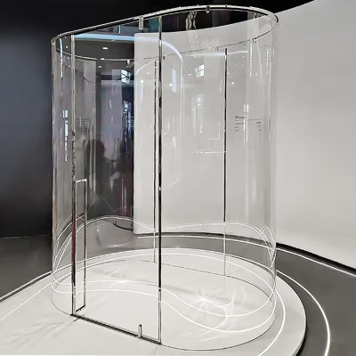 Shower Tempered Glass Transparent Curved | OEM/ODM Custom Curved Tempered Glass Shower Door for Bathroom