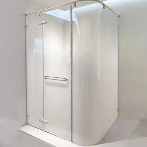 Shower Tempered Glass White Gradient Curved | Wholesale Frameless Curved Glass for Shower Room