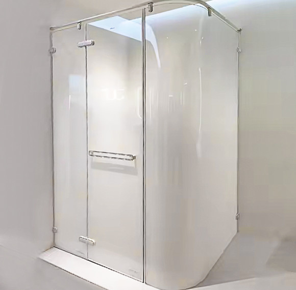 Shower Tempered Glass White Gradient Curved | Wholesale Frameless Curved Glass for Shower Room