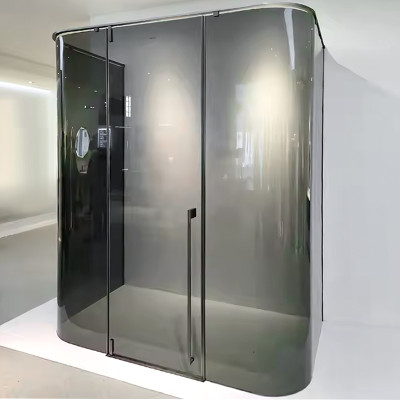 Shower Tempered Glass Gray Curved | Durable and Safe Curved Glass for Premium Shower Room