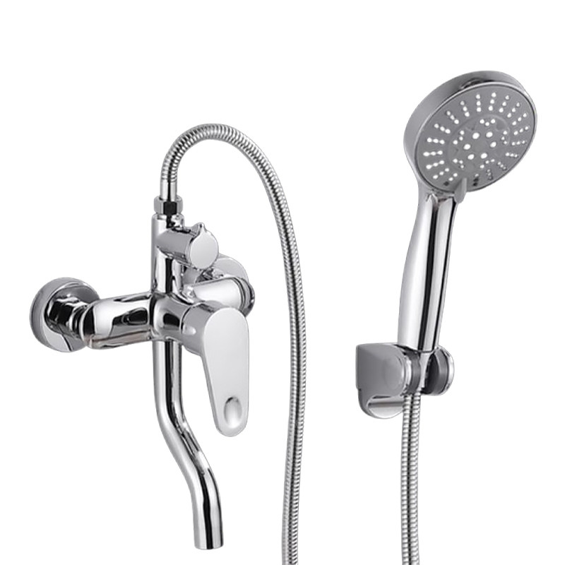 shower hose with hand shower and shower mixer