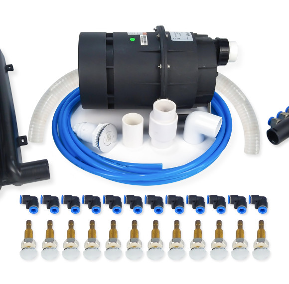 Spa Air Kits | Wholesale from Factory | Efficient 12 Jet Air Spa System with Quiet Air Blower, Dual Manifolds & Complete PVC Connection Set – Ideal for Whirlpool Bathtub Integration