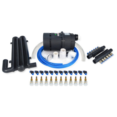 Hot Tub Air Kits | Wholesale from Factory | Efficient 12 Jet Air Spa Kit with Quiet Air Blower, Dual Manifolds & Complete PVC Connection Set – Ideal for Whirlpool Bathtub Integration