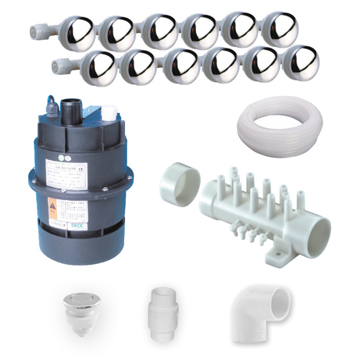 Spa Air System | Bulk Order Wholesale \Complete Air Spa System with 12 Jet Outlets, 300W/700W Blower, Push Button Control & Full Connection Kit – For Comfortable Bubble Massage in Freestanding or Drop-in Tubs