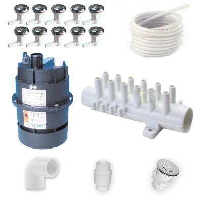 Spa Air System | Wholesale | Air Spa System with 12 Air Jets, 300W/700W Blower, Push Button, Non-Return Valve & Full Connection Kit for Acrylic Bathtub Installation