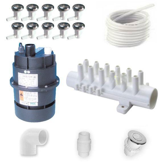 Spa Air System | Wholesale | Air Spa System with 12 Air Jets, 300W/700W Blower, Push Button, Non-Return Valve & Full Connection Kit for Acrylic Bathtub Installation