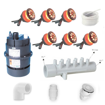 Spa Led Air System | Wholesale from Factory | Luxury LED Air Jet Spa Kit – 6 Illuminated Jets with 300W/700W Blower, Smart Push Control & Full Air Connection Set for Modern Bathtubs