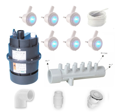 Spa Led Air System | Wholesale | Premium LED Air Spa System with 6 Illuminated Jets, 300W/700W Air Blower, Push Button Control & Complete Airflow Connection Kit for Acrylic Bathtubs