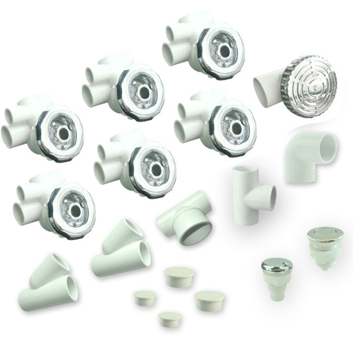 Spa Jet System | Wholesale | High-Output Jet System with 6 D90mm Massage Jets, Air Control & Compact Plumbing Assembly – Built for Robust Whirlpool Performance