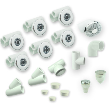 Hot Tub Jet Kit | Only for Wholesale | Compact Jet Massage System with 6 D65mm Hydro Jets, Air Control and Full Fitting Kit – Designed for Space-Efficient Whirlpool Bath Integration
