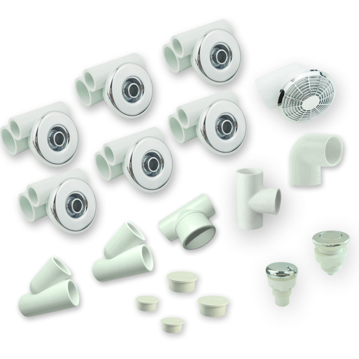 Spa Jet System | Only for Wholesale | Compact Jet Massage System with 6 D65mm Hydro Jets, Air Control and Full Fitting Kit – Designed for Space-Efficient Whirlpool Bath Integration