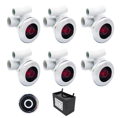 Spa Led Light System LWJ-01M | Only for Wholesale | LED Whirlpool Jet Kit with 6 Illuminated D90mm Jets, Touch Control Panel & Transformer – For Smart and Stylish Spa Tub Integration