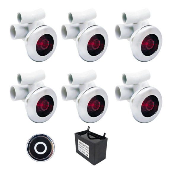 Spa Led Light System LWJ-01M | Only for Wholesale | LED Whirlpool Jet Kit with 6 Illuminated D90mm Jets, Touch Control Panel & Transformer – For Smart and Stylish Spa Tub Integration