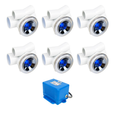 Spa Led Light System LWJ-13 | Wholesale from factory | Create Immersive Spa Ambience with 6 D65mm LED Whirlpool Jets & Lighting Synchronization Controller – Compact, Bright, and Powerful