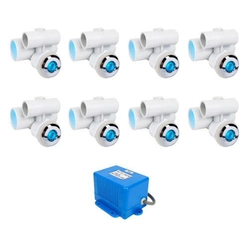 Hot Tub Led Light Kit LWJ-12 | Wholesale | LED Back Massage Jet System with 8 D33mm Micro Jets & Sync Controller – Compact, Coordinated Lighting for Targeted Spa Experiences