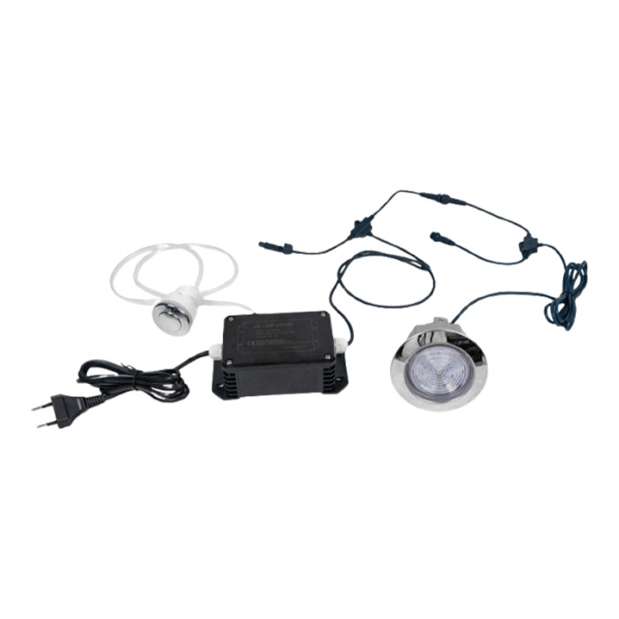 Bathtub LED Lights Kit CS-95 | Wholesale | Bathtub LED Light Kit with 92mm Color-Changing Lamp | Push Button Control (AR-F01A) | Control Box & Clear PVC Hose Included | Mood Lighting for Whirlpool Tubs