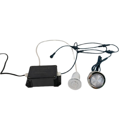 Bathtub LED Light Kit CS-300 | Wholesale | 67mm LED Bathtub Light System with Stainless Steel Cover – Includes Push Button (AR-F01A), Control Box and Clear PVC Hose – Manual and Auto Color Change Options for Whirlpool and Spa Projects