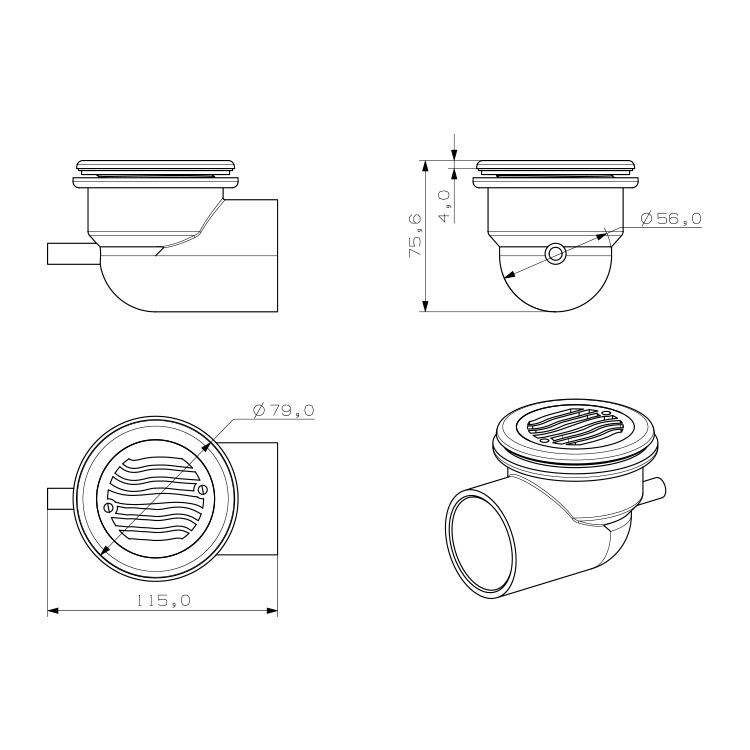 Spa Suction D2613 Dimensions
