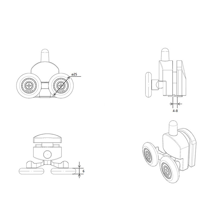 Shower Roller HL-613B Dimensions