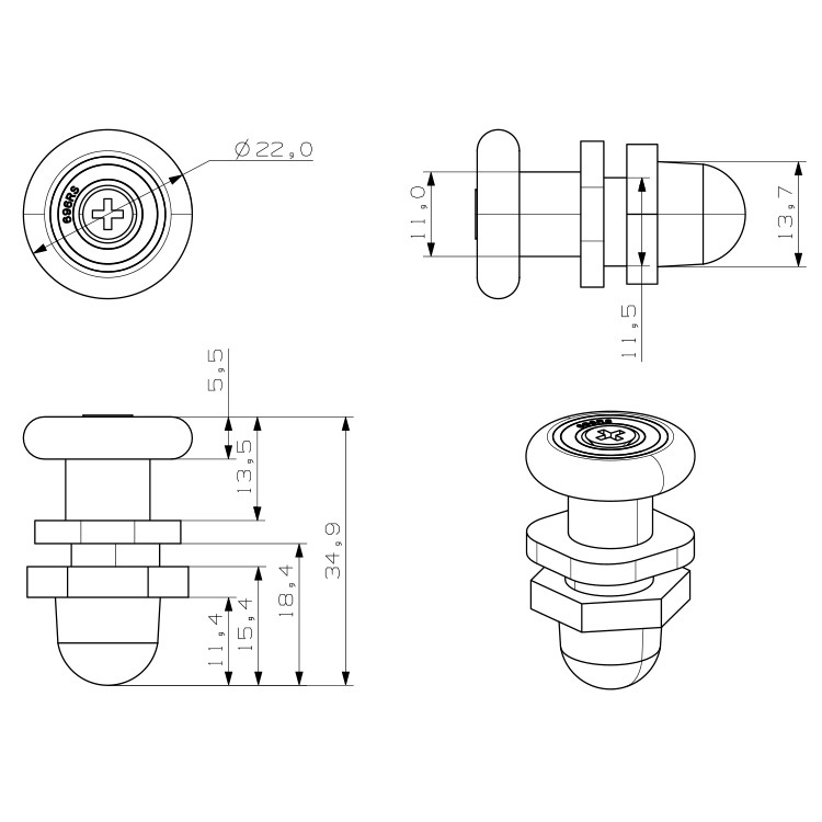 Shower Roller HL-01 Dimension