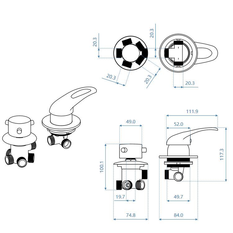 mixed shower valve