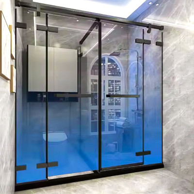 Bulk Buying Shower Tempered Glass Blue Gradient | Top-Quality Tempered Glass for Bathroom Showers