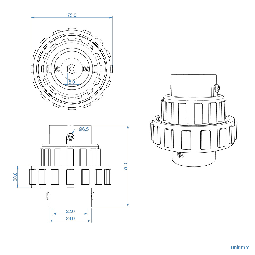 Spa Drain Valve VA-006 Dimension