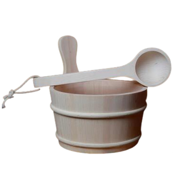 Sauna Bucket and Ladle Set V-B002 | Wholesale | Classic Pine Wood Bucket and Ladle for Sauna | Manufacturer and Supplier