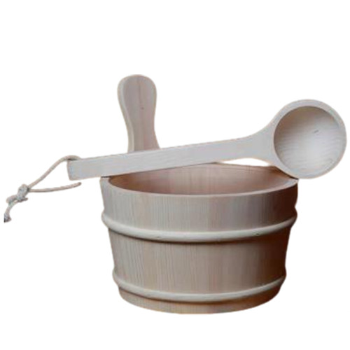 Sauna Bucket and Ladle Set V-B002 | Wholesale | Classic Pine Wood Bucket and Ladle for Sauna | Manufacturer and Supplier
