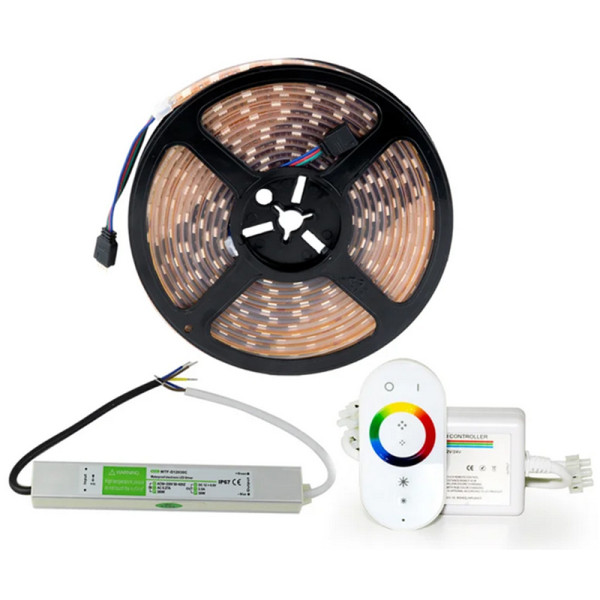 Tira LED para sauna LS5050 | Tira LED 5050 de 5 m con controlador síncrono, fuente de alimentación de 60 W y control remoto | B2B Sourcing