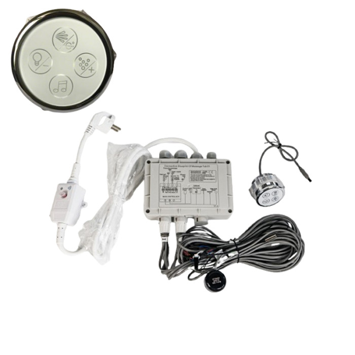 Hot Tub Control Kit H2816 | Wholesale | Bathtub Controller with Control Panel and Control Box – Manages Hydro Pump, Bubble Jets, Lighting, Bluetooth & Heater – Ideal for Spa and Whirlpool Systems