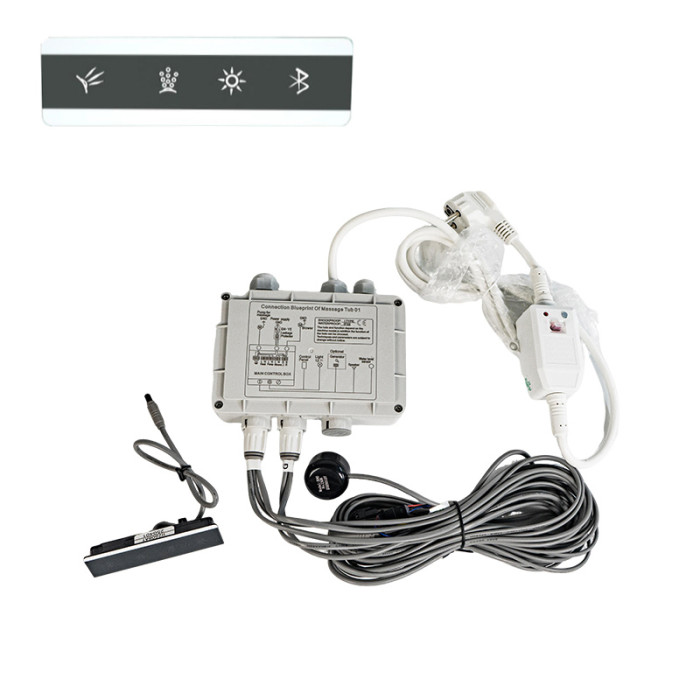 Hot Tub Control Kit H2608A | Wholesale | Bathtub Controller with Control Panel and Control Box – Manages Hydro Pump, Bubble Jets, Lighting, and Bluetooth Functions – Essential for Spa and Whirlpool Installations